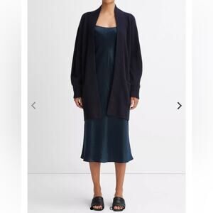 VINCE $625 100% Cashmere Black Open-Front Sweater Cardigan size M